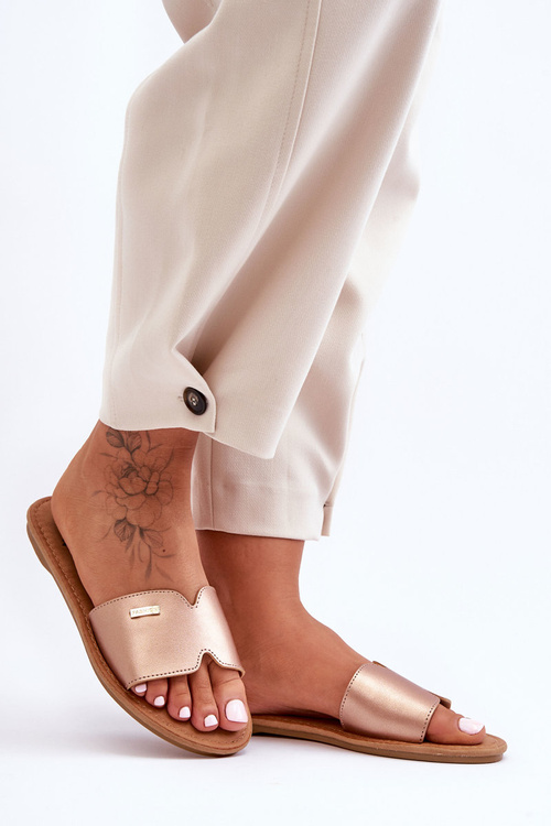 Жіночі зручні тапочки на плоскому каблуці Rose Gold Coraline