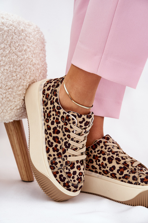 Кросівки На Масивній Платформі Гладкі Бежеві Tirvanis