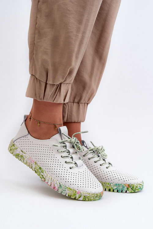 Жіночі білі черевики з натуральної шкіри на шнурівці Farnalea