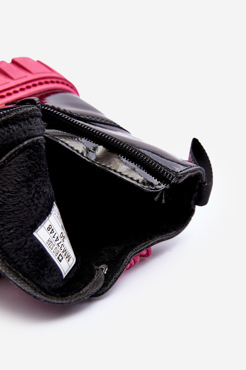 Чоботи дитячі лаковані утеплені Big Star MM374148 Чорно-рожевий