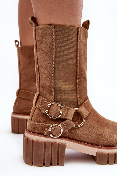 Жіночі замшеві чоботи на флісовій підкладці Workery Camel Brinnon