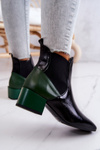 Чорно-зелені шкіряні чоботи на стовпі Kailey