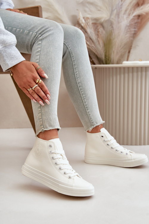 Жіночі утеплені кросівки з еко шкіри Білі Big Star OO274932