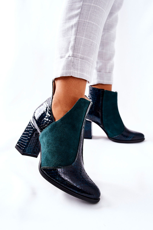 Жіночі шкіряні черевики на шпильці зелені I Wish