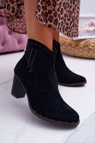 Жіночі чоботи на шпильці замшеві чорні Westema