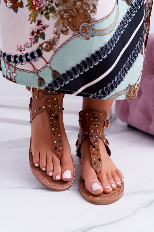 Сандалі Lu Boo Camel Rhinestone Flip Flop Flops