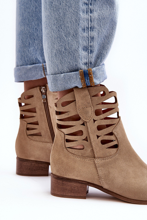 Жіночі шкіряні черевики на шнурівці бежеві Lewski 3329