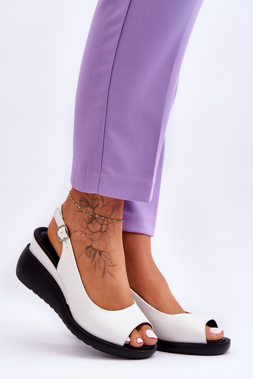 Жіночі босоніжки на танкетці Sergio Leone SK853 білі