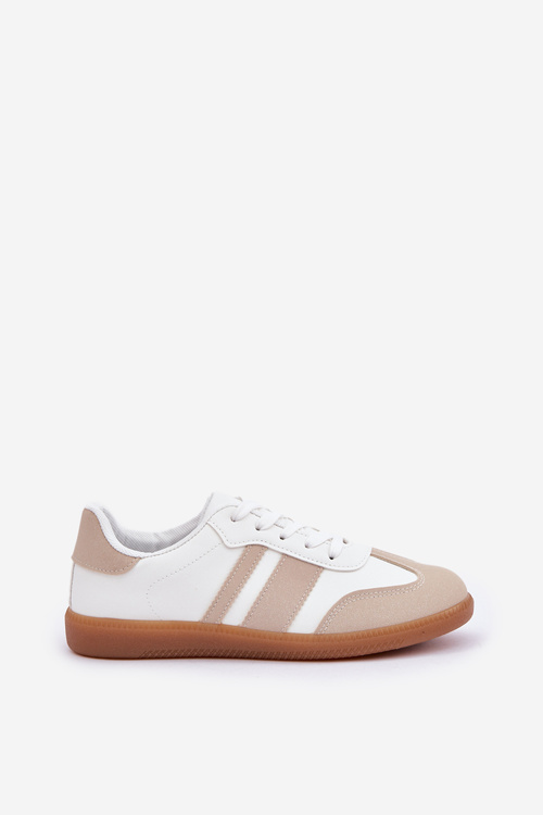 Низькі Жіночі Кросівки З Еко Шкіри Бежево-Білі Nonalorin