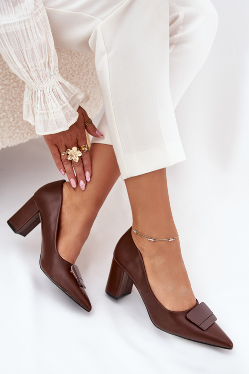 Туфлі На Каблуку З Декорацією Коричневі Celira