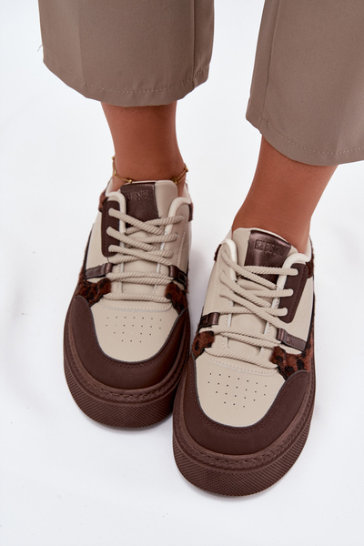 Жіночі Кросівки На Платформі Big Star SS274356 Леопард Коричнево-Бежеві