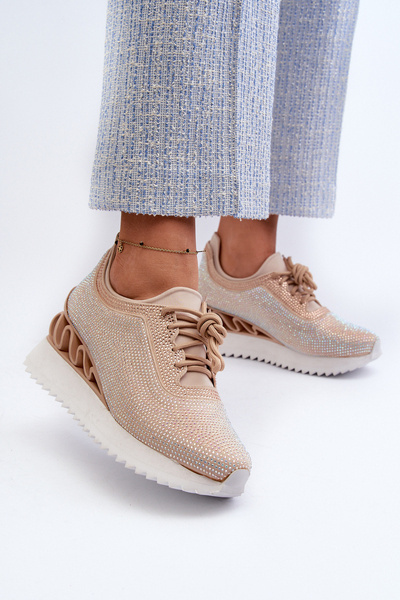 Жіночі шкіряні кросівки на танкетці бежеві S.Barski LR810