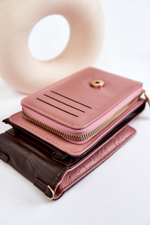 Модна сумочка гаманець 2в1 з тисненням Pink Savano