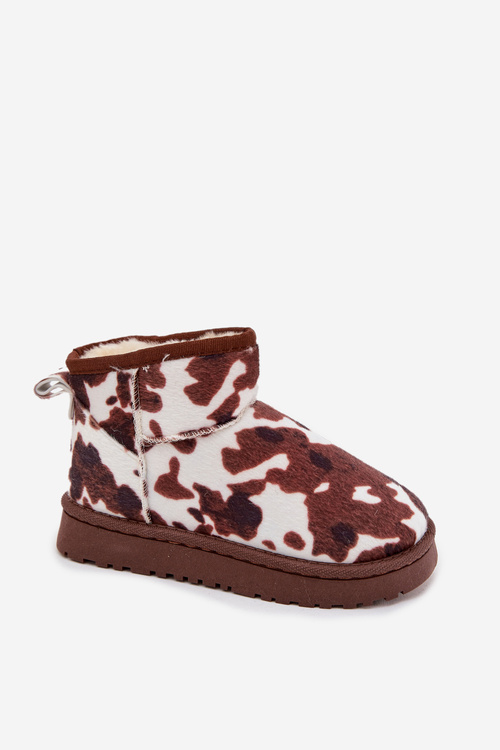 Дитячі молодіжні зимові черевики з хутряною підкладкою з латками білого-коричневого Mireya