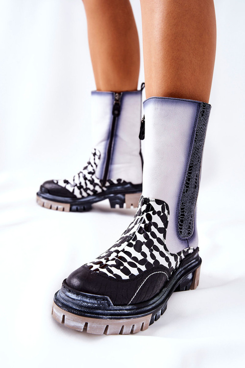 Високі шкіряні черевики Maciejka Black and White 05141-11