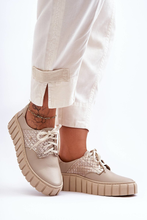 Шкіряні напівчеревики на платформі бежеві Hypnosis