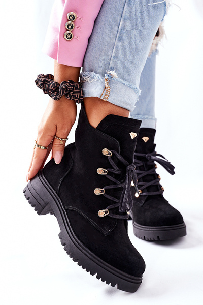 Жіночі замшеві чоботи чорні Nicole 2674