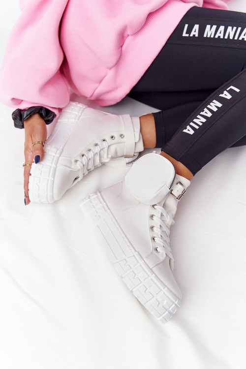 Жіночі кросівки на платформі з гаманцем білі попкорн