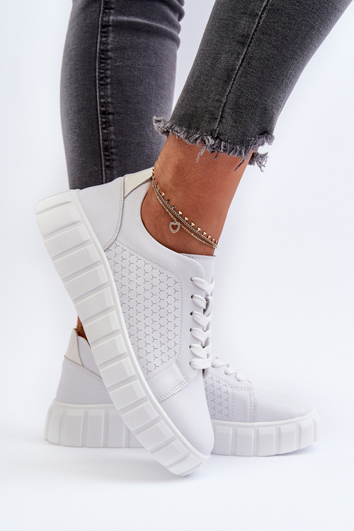 Білі жіночі шкіряні кросівки на платформі Eselmarie