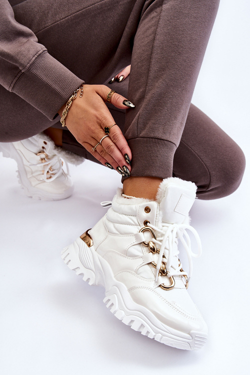 Жіночі утеплені спортивні черевики на шнурівці Trappers White Bastini