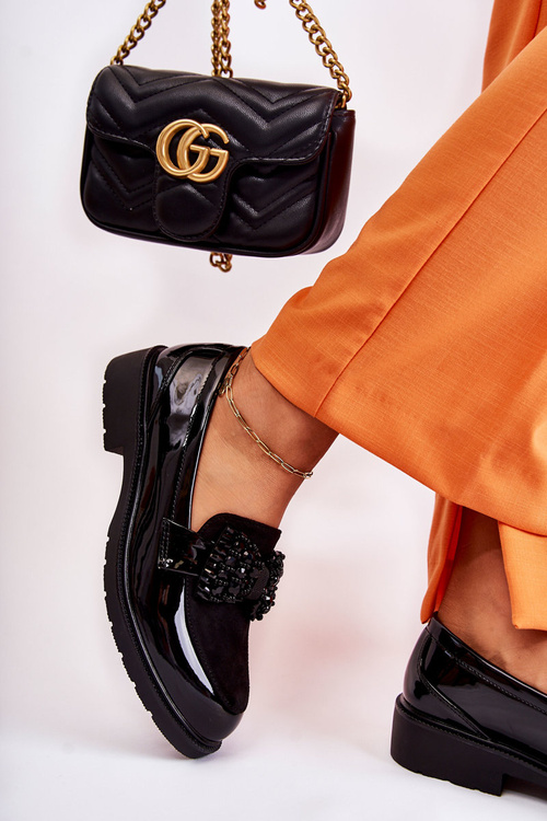 Жіночі броги лаковані з бантом Black Laurent