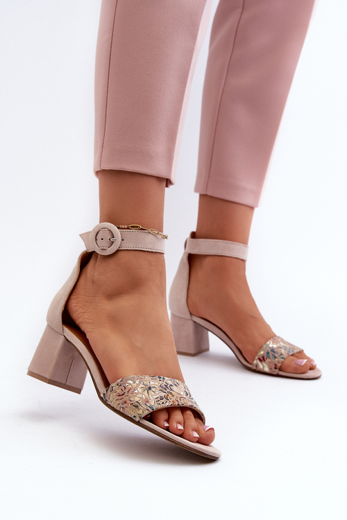 Замшеві босоніжки на високих підборах Maciejka 04141-49 Бежеві