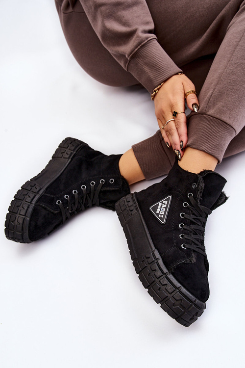 Замшеві кросівки з високим утепленням, чорні Evren
