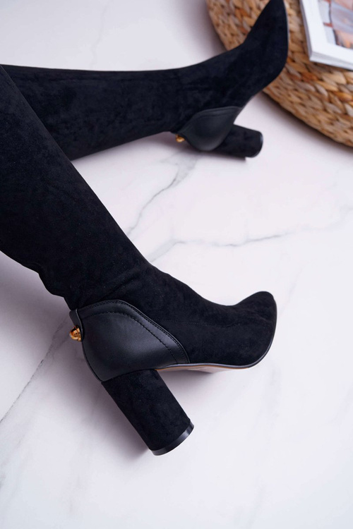 Жіночі черевики на шпильці замшеві чорні Selfie