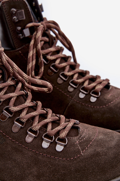 Замшеві утеплені чоловічі ботильйони Big Star OO174644 Коричневий