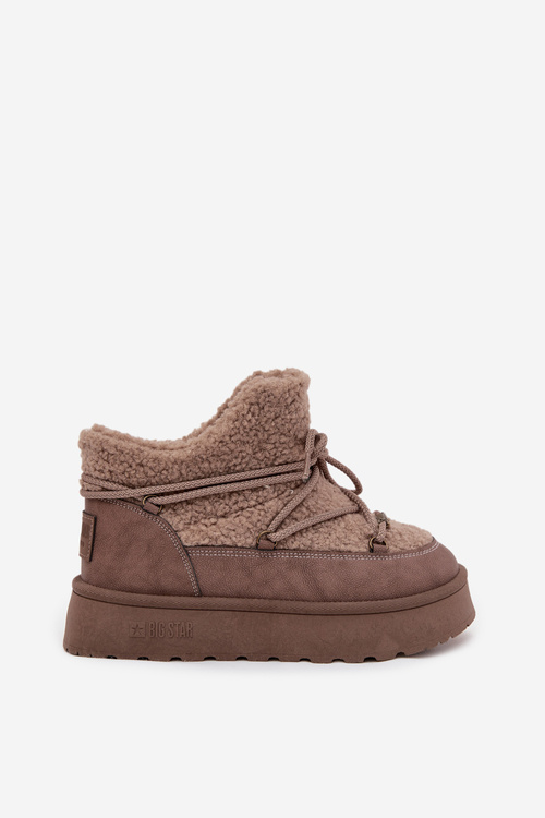 Жіночі Чоботи На Платформі З Шершею Типу Баранець SS274112 Коричневі