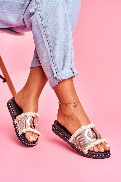 Тапочки з кристалами на платформі Champagne Candy Man