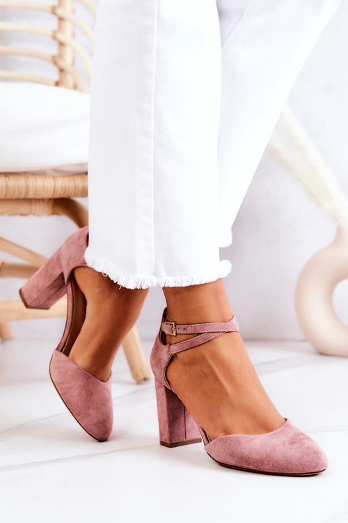 Туфлі замшеві на штанзі Sergio Leone SK851 рожеві