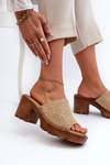 Жіночі босоніжки з плетеними деталями на підборах Бежеві Titantha