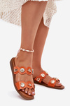 Жіночі Сандалі З Золотими Прикрашеннями Оранжеві Jenoriela