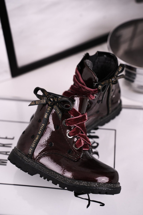 Чоботи дитячі лаковані теплі винні Essie