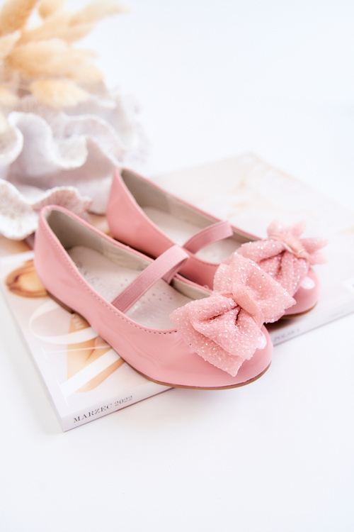 Дитячі лаковані балетки з бантом Pink Zolly