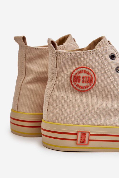 Жіночі високі текстильні кросівки на платформі Big Star LL274187 бежевого кольору