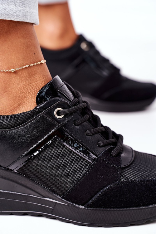 Кросівки на танкетці Vinceza 10606 Чорні