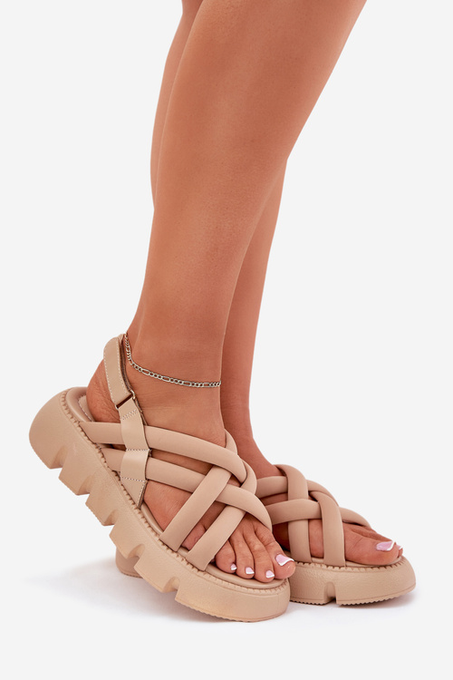 Жіноче Сандалії На Платформі З Ремінцями Бежеві Filamira