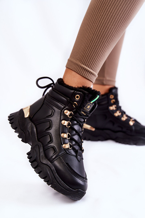 Жіночі теплі черевики на платформі Black Ofelia