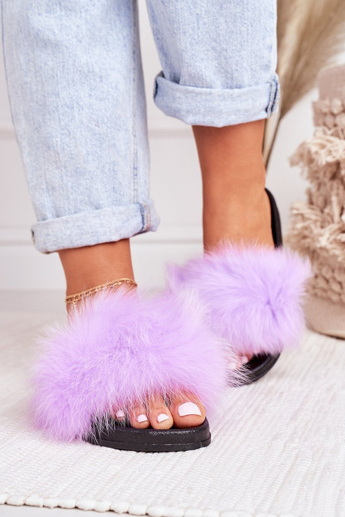 Жіночі тапочки з хутром фіолетового кольору Belmondo