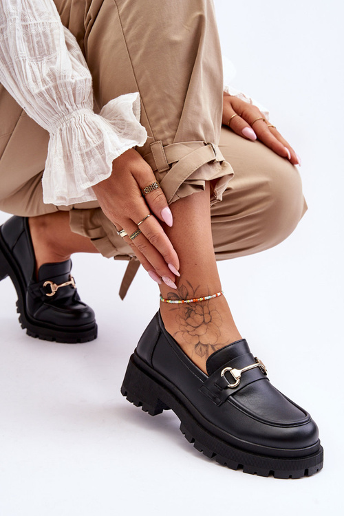 Жіночі класичні мокасини на платформі Black Miracle