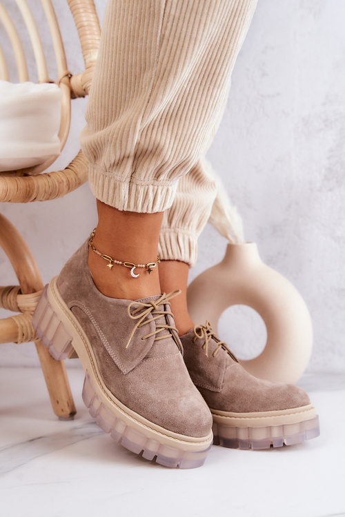 Модні замшеві лофери бежеві Lauriss