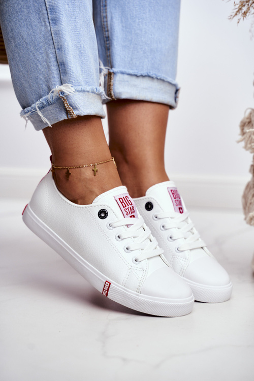 Жіночі шкіряні кросівки Big Sta GG274005 біло-червоні