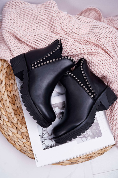 Жіночі черевики на шпильці з цирконами Чорні Sissy