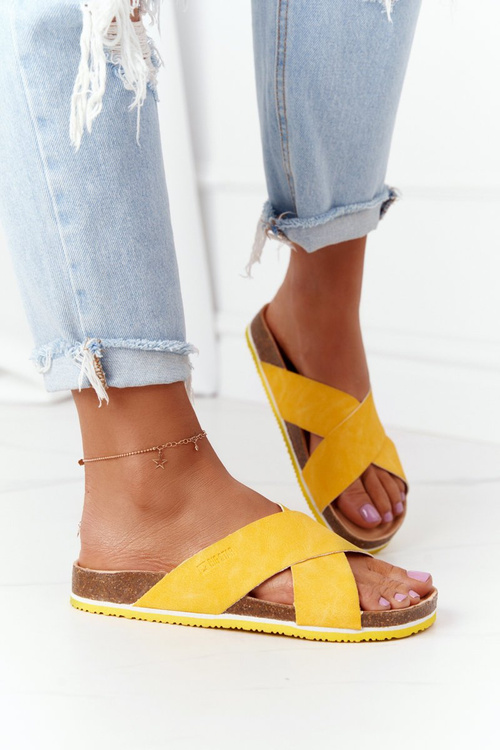 Шкіряні профільовані тапочки Big Star HH274596 Жовтий