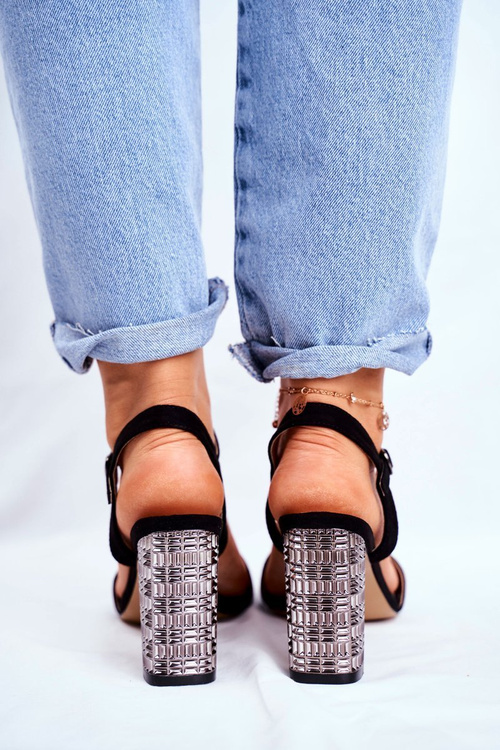 Жіночі босоніжки на підборах чорні Barski Baskila