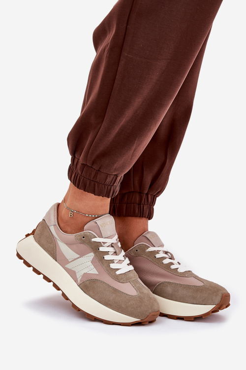 Жіночі Спортивні Черевики З Замші На Платформі Vinceza 66720 Бежеві