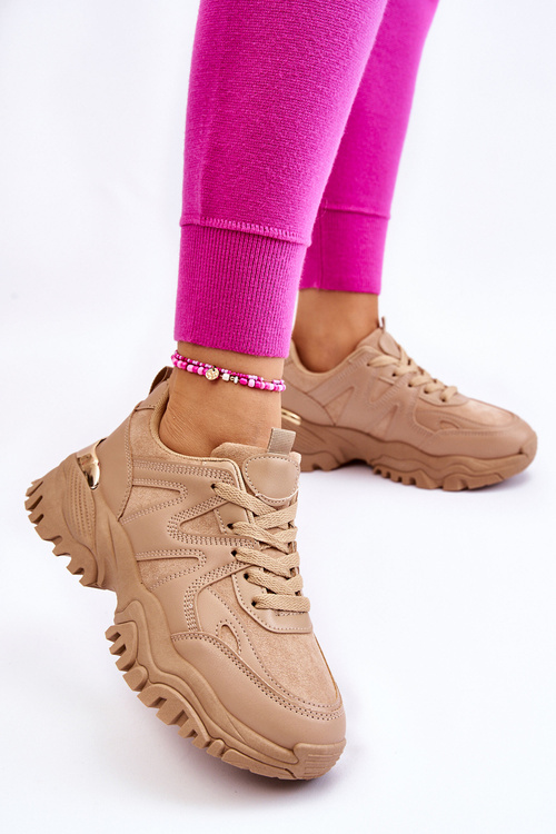 Класичні спортивні туфлі на платформі Темно-бежеві Bowie