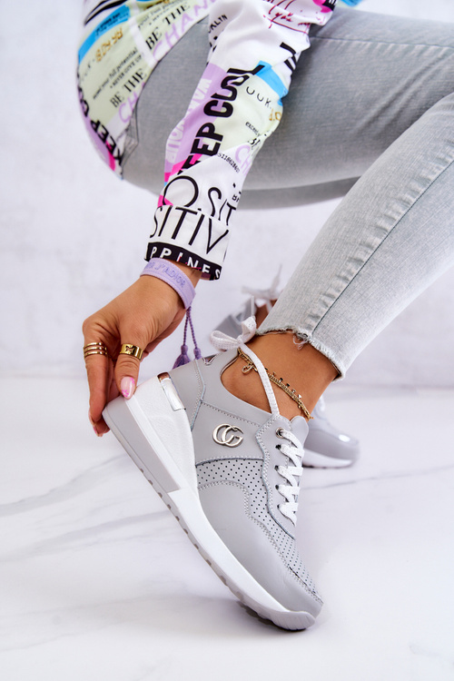 Жіночі шкіряні кросівки Снікерси сірі Loissa